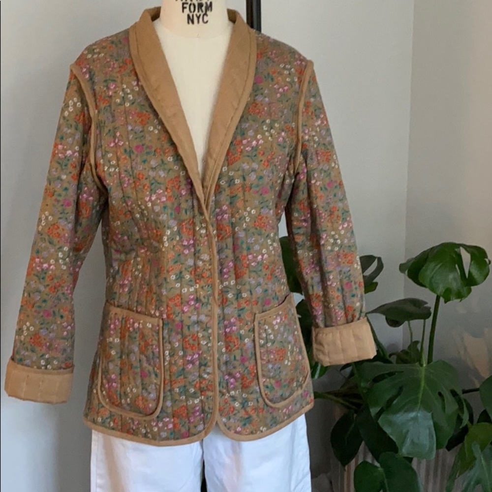 Vintage Quilted Jacket with ditsy print